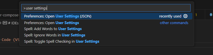 Preferences: Open User Settings (JSON)